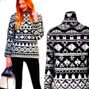 NWT Ski Sweater Sonoma Pattern Boucle Turtleneck Cowl-Neck
